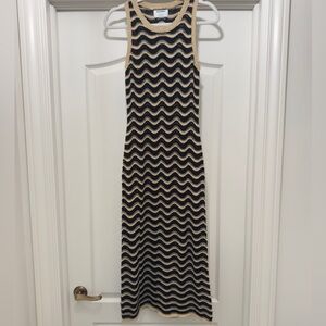 Old Navy Black and Tan Wave Midi Dress